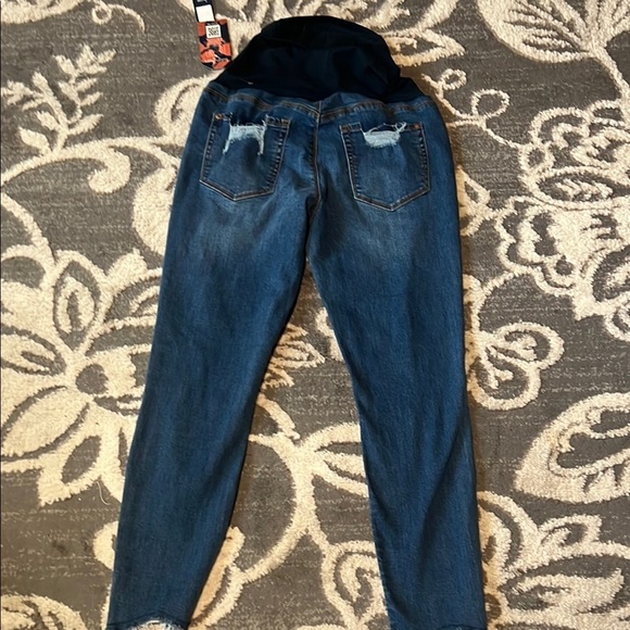 Indigo poppy size large  Blue Skinny Jeans with Maternity Panel distressed new - Picture 4 of 4